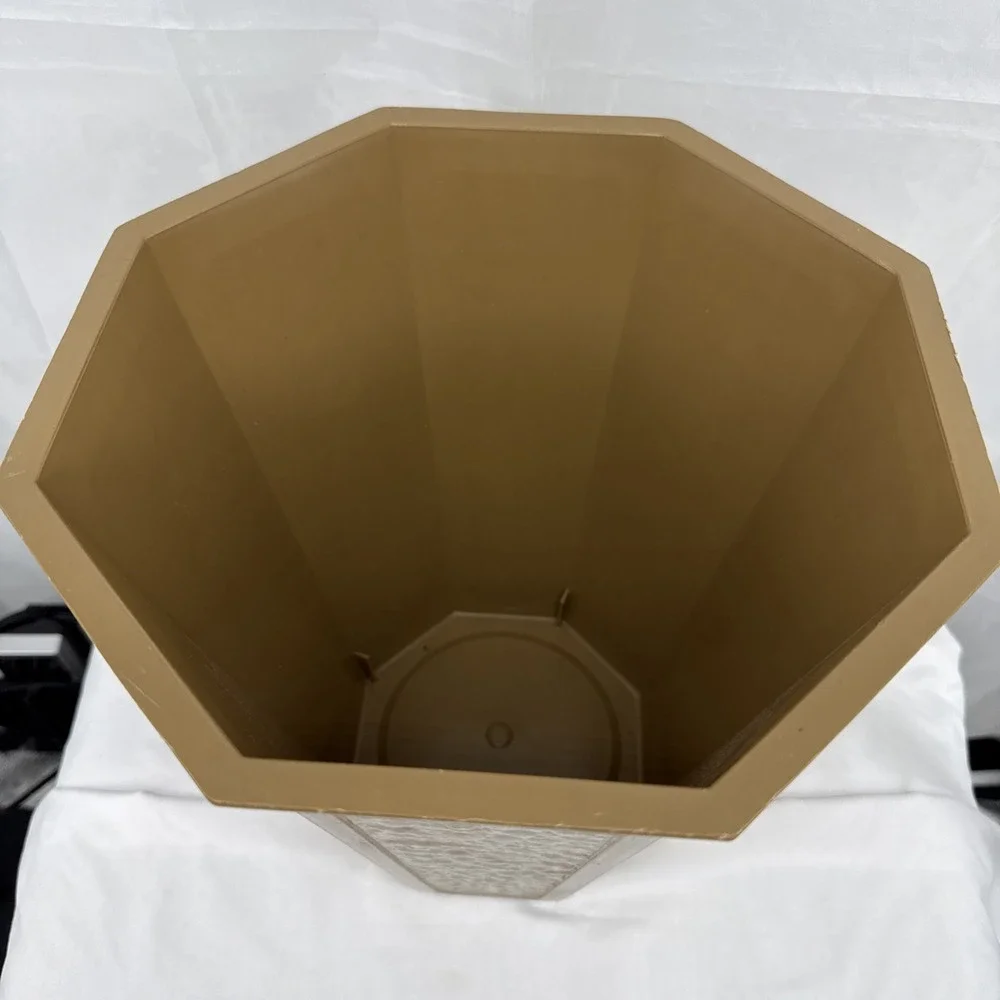 Fesco 7446-3 Octagon‎ Trash Can Waste Basket Vintage Made in USA Brown MCM